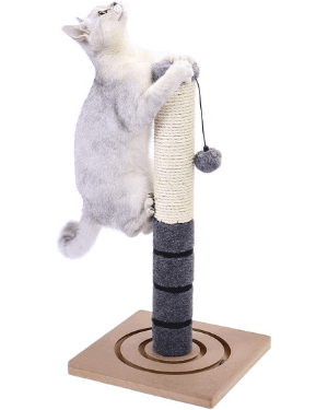 PAWZ Road Gatos Rascadores Muebles Postes Cuerda sisal Rascador Scratcher Juguetes interactivos de Poste de Felpa con Centro Actividad Adicional de Bola Colgante Gatitos pequeños 54cm Gris